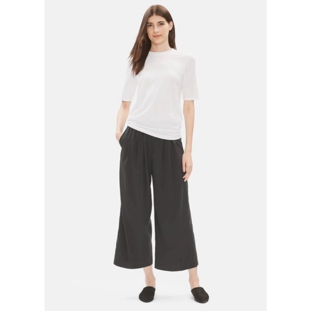 Eileen Fisher Size XS Tencel Viscose Crepe Wide Leg Pant in Bark Gray